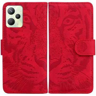 For OPPO Realme C35 Tiger Embossing Pattern Leather Phone Case(Red)