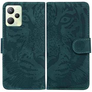 For OPPO Realme C35 Tiger Embossing Pattern Leather Phone Case(Green)