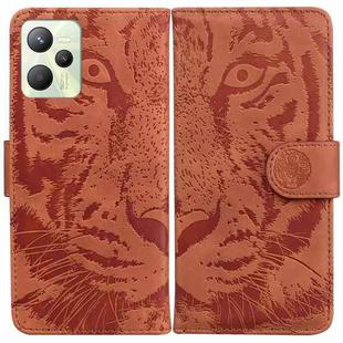 For OPPO Realme C35 Tiger Embossing Pattern Leather Phone Case(Brown)