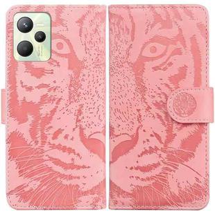 For OPPO Realme C35 Tiger Embossing Pattern Leather Phone Case(Pink)