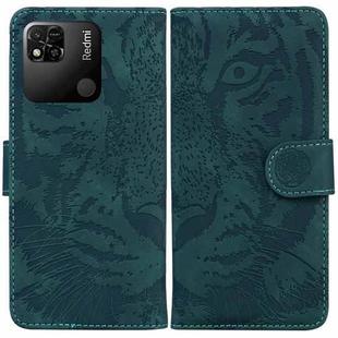 For Xiaomi Redmi 10A Tiger Embossing Pattern Leather Phone Case(Green)