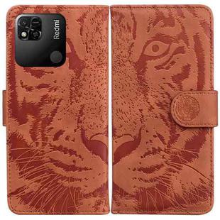 For Xiaomi Redmi 10A Tiger Embossing Pattern Leather Phone Case(Brown)