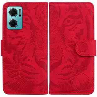 For Xiaomi Redmi Note 11E / Redmi 10 5G Tiger Embossing Pattern Leather Phone Case(Red)