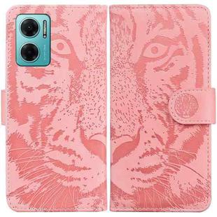 For Xiaomi Redmi Note 11E / Redmi 10 5G Tiger Embossing Pattern Leather Phone Case(Pink)