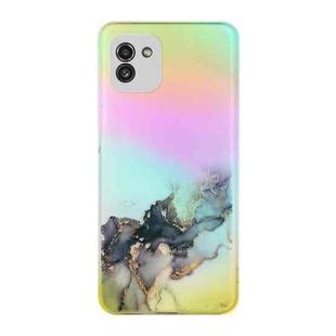 For Samsung Galaxy A03 Laser Marble Pattern Clear TPU Phone Case(Black)