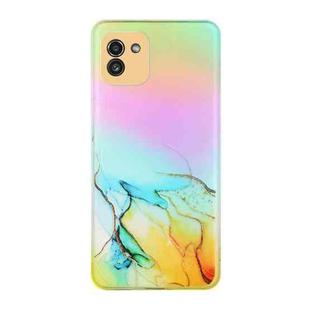 For Samsung Galaxy A03 Laser Marble Pattern Clear TPU Phone Case(Yellow)
