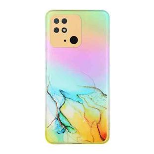 For Xiaomi Redmi 10C Laser Marble Pattern Clear TPU Phone Case(Yellow)
