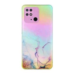 For Xiaomi Redmi 10C Laser Marble Pattern Clear TPU Phone Case(Pink)