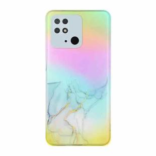 For Xiaomi Redmi 10C Laser Marble Pattern Clear TPU Phone Case(Grey)