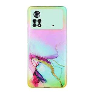 For Xiaomi Poco M4 Pro Laser Marble Pattern Clear TPU Phone Case(Green)