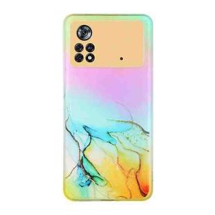 For Xiaomi Poco M4 Pro Laser Marble Pattern Clear TPU Phone Case(Yellow)