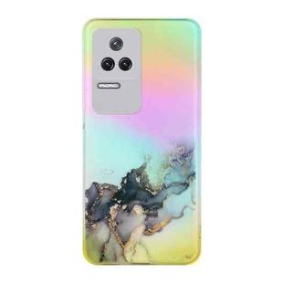 For Xiaomi Redmi K50 Pro Laser Marble Pattern Clear TPU Phone Case(Black)