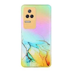 For Xiaomi Redmi K50 Pro Laser Marble Pattern Clear TPU Phone Case(Yellow)
