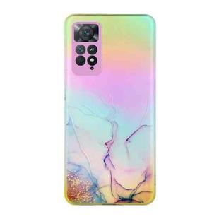 For Xiaomi Redmi Note 11 Foreign Version Laser Marble Pattern Clear TPU Phone Case(Pink)