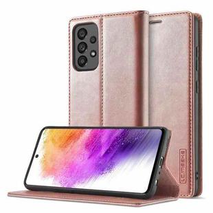 For Samsung Galaxy A73 5G LC.IMEEKE Strong Magnetism Ultra-thin Matte Leather Case(Rose Gold)