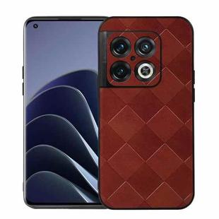 For OnePlus 10 Pro 5G Weave Plaid PU Phone Case(Brown)