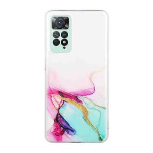 For Xiaomi Redmi Note 11 Foreign Version Hollow Marble Pattern TPU Precise Hole Phone Case(Green)