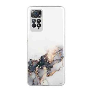 For Xiaomi Redmi Note 11 Foreign Version Hollow Marble Pattern TPU Precise Hole Phone Case(Black)