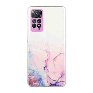 For Xiaomi Redmi Note 11 Pro Foreign Version Hollow Marble Pattern TPU Precise Hole Phone Case(Pink)