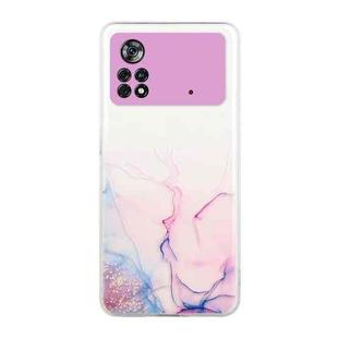 For Xiaomi Poco M4 Pro Hollow Marble Pattern TPU Precise Hole Phone Case(Pink)