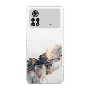 For Xiaomi Poco M4 Pro Hollow Marble Pattern TPU Precise Hole Phone Case(Black)