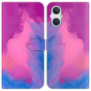 For OPPO A96 5G / Reno7 Z 5G Watercolor Pattern Horizontal Flip Leather Phone Case(Purple Red)