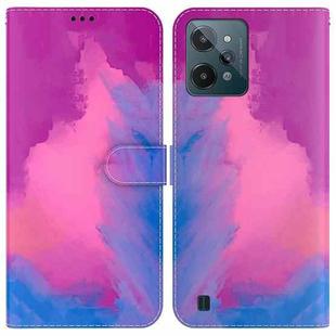 For OPPO Realme C31 Watercolor Pattern Horizontal Flip Leather Phone Case(Purple Red)