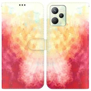For OPPO Realme C35 Watercolor Pattern Horizontal Flip Leather Phone Case(Spring Cherry)