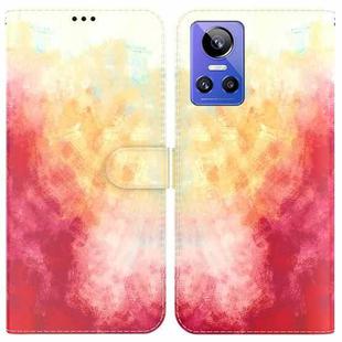 For OPPO Realme GT Neo3 Watercolor Pattern Horizontal Flip Leather Phone Case(Spring Cherry)