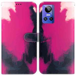For OPPO Realme GT Neo3 Watercolor Pattern Horizontal Flip Leather Phone Case(Berry)