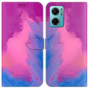 For Xiaomi Redmi Note 11E / Redmi 10 5G Watercolor Pattern Horizontal Flip Leather Phone Case(Purple Red)