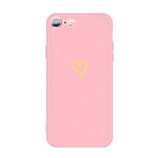 For iPhone 6s / 6 Golden Love-heart Pattern Colorful Frosted TPU Phone Protective Case(Pink)