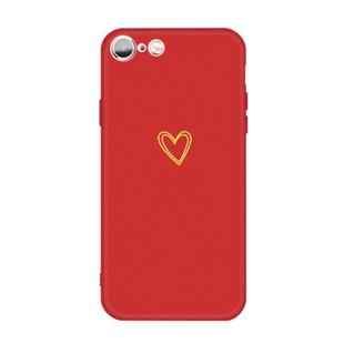 For iPhone 6s / 6 Golden Love-heart Pattern Colorful Frosted TPU Phone Protective Case(Red)