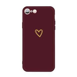 For iPhone 6s / 6 Golden Love-heart Pattern Colorful Frosted TPU Phone Protective Case(Wine Red)