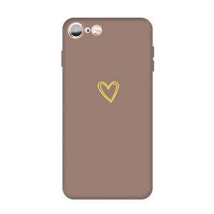 For iPhone 6s / 6 Golden Love-heart Pattern Colorful Frosted TPU Phone Protective Case(Khaki)