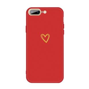 For iPhone 8 Plus / 7 Plus Golden Love-heart Pattern Colorful Frosted TPU Phone Protective Case(Red)