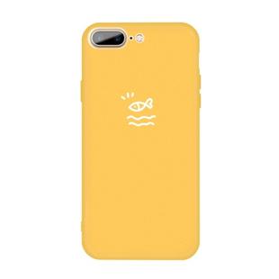 For iPhone 8 Plus / 7 Plus Golden Love-heart Pattern Colorful Frosted TPU Phone Protective Case(Yellow)