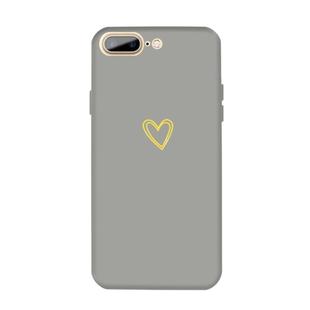 For iPhone 8 Plus / 7 Plus Golden Love-heart Pattern Colorful Frosted TPU Phone Protective Case(Gray)