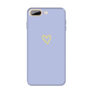 For iPhone 8 Plus / 7 Plus Golden Love-heart Pattern Colorful Frosted TPU Phone Protective Case(Light Purple)