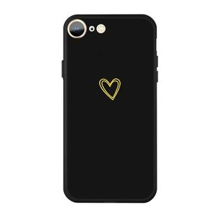 For iPhone SE 2022 / SE 2020 / 8 / 7 Golden Love-heart Pattern Colorful Frosted TPU Phone Protective Case(Black)