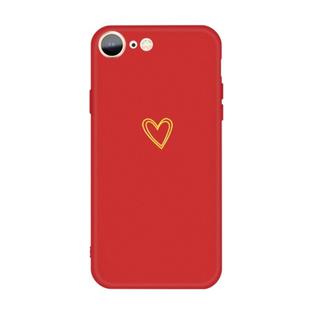 For iPhone SE 2022 / SE 2020 / 8 / 7 Golden Love-heart Pattern Colorful Frosted TPU Phone Protective Case(Red)