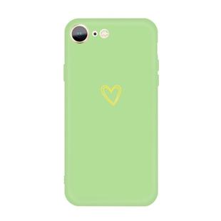For iPhone SE 2022 / SE 2020 / 8 / 7 Golden Love-heart Pattern Colorful Frosted TPU Phone Protective Case(Green)