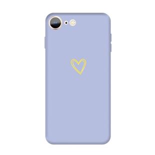 For iPhone SE 2022 / SE 2020 / 8 / 7 Golden Love-heart Pattern Colorful Frosted TPU Phone Protective Case(Light Purple)
