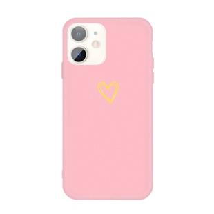 For iPhone 11 Golden Love-heart Pattern Colorful Frosted TPU Phone Protective Case(Pink)