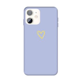 For iPhone 11 Golden Love-heart Pattern Colorful Frosted TPU Phone Protective Case(Light Purple)
