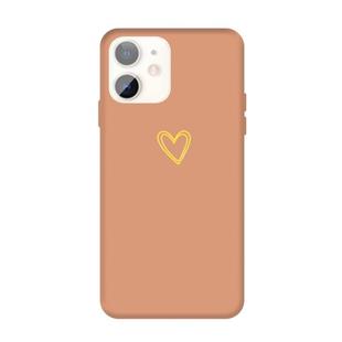 For iPhone 11 Golden Love-heart Pattern Colorful Frosted TPU Phone Protective Case(Coral Orange)