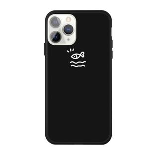 For iPhone 11 Pro Golden Love-heart Pattern Colorful Frosted TPU Phone Protective Case(Black)