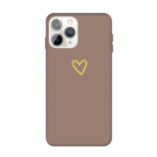For iPhone 11 Pro Max Golden Love-heart Pattern Colorful Frosted TPU Phone Protective Case(Khaki)
