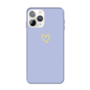 For iPhone 11 Pro Max Golden Love-heart Pattern Colorful Frosted TPU Phone Protective Case(Light Purple)