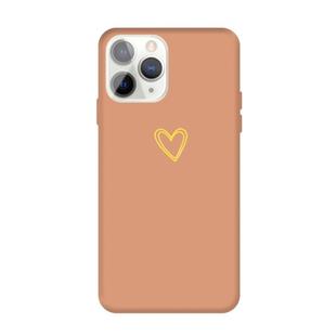 For iPhone 11 Pro Max Golden Love-heart Pattern Colorful Frosted TPU Phone Protective Case(Coral Orange)